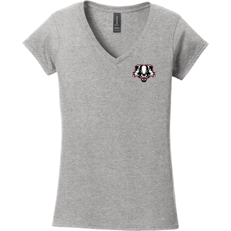Scary Badgers Softstyle Ladies Fit V-Neck T-Shirt
