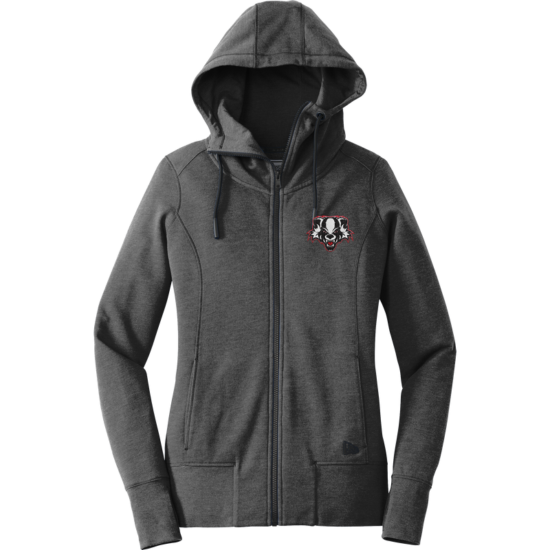 Scary Badgers New Era Ladies Tri-Blend Fleece Full-Zip Hoodie