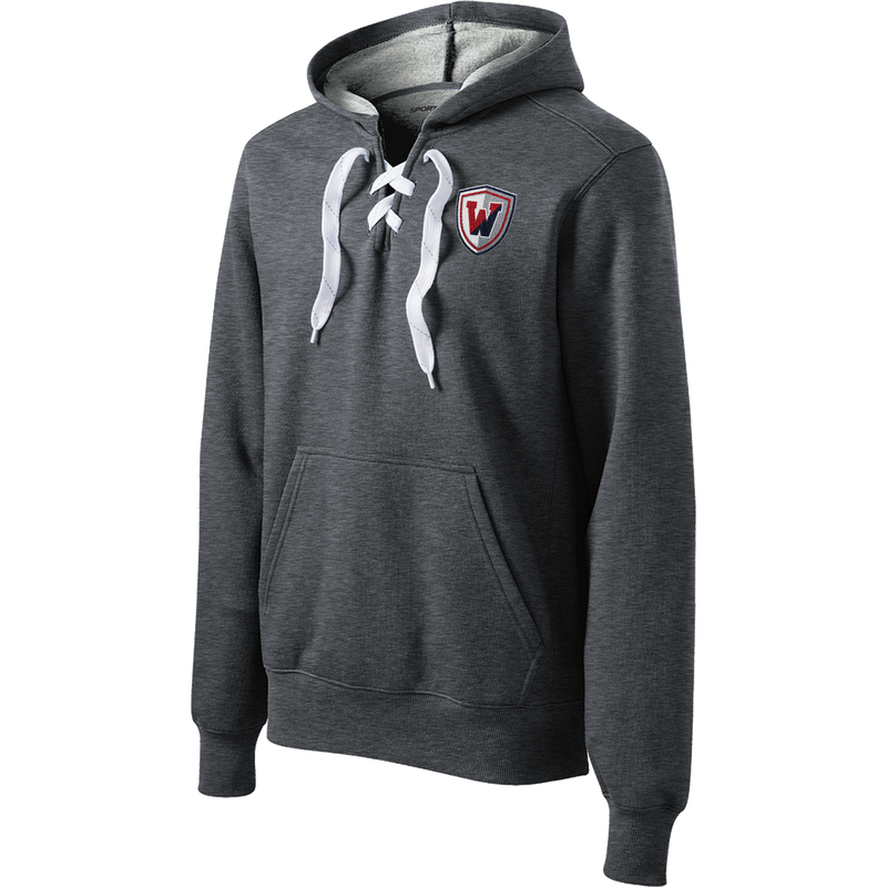 Wall Hockey Lace Up Pullover Hooded Sweatshirt